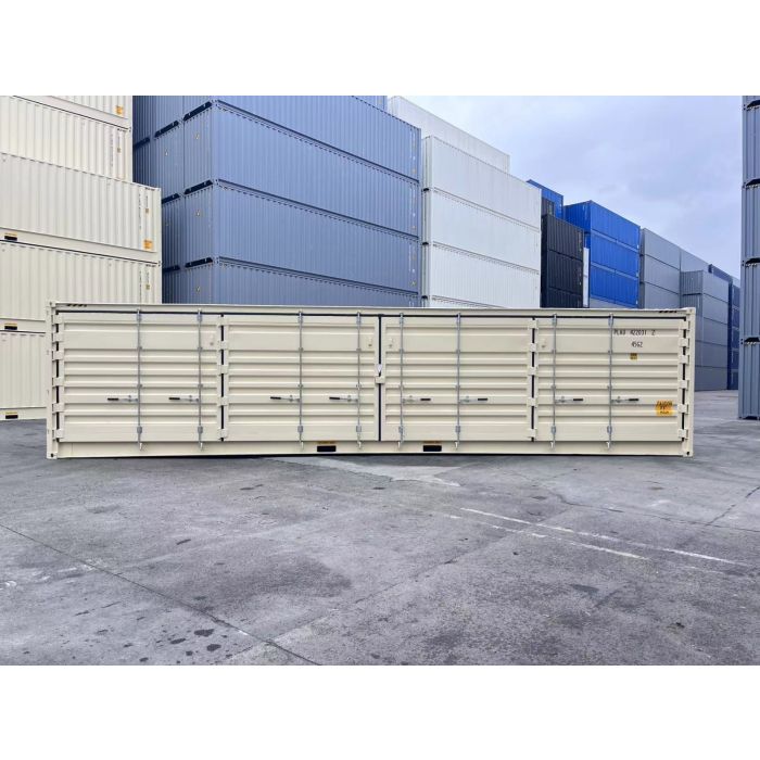 40' Single Trip (New), High Cube with Open Side Doors, Beige in Color with Forklift Pockets and Lockbox