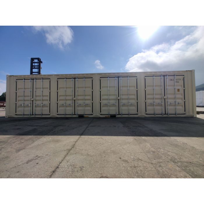 40' Single Trip (New), High Cube with Side Doors, Beige in Color with Forklift Pockets and Lockbox