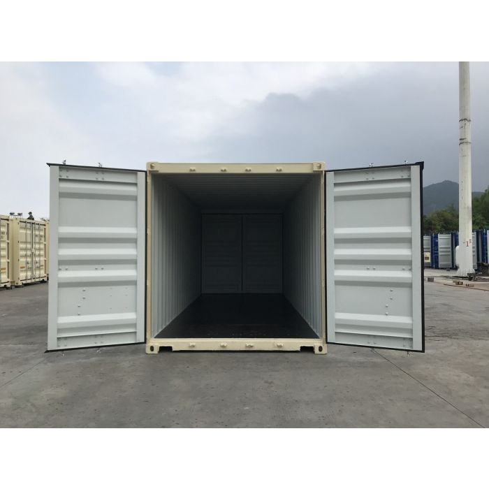 20' Single Trip (New), Standard Height with Double Doors, Beige in Color with Forklift Pockets and Lockbox