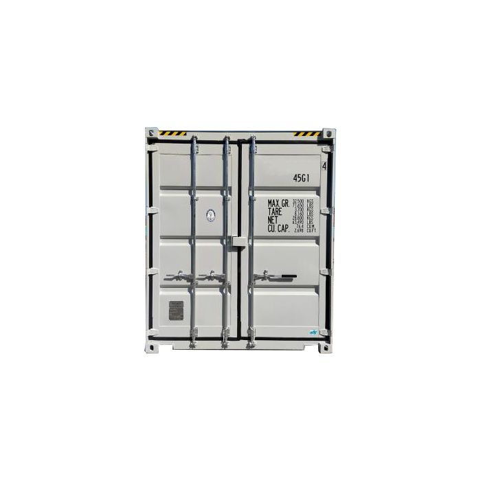 40' Single Trip (New), High Cube, Light Gray in Color with Forklift Pockets and Lockbox